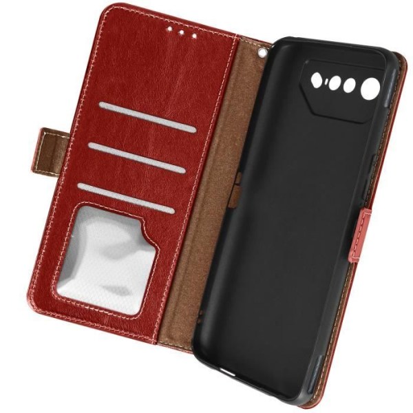 Asus Rog Phone 7 Röd Läder Flip Case