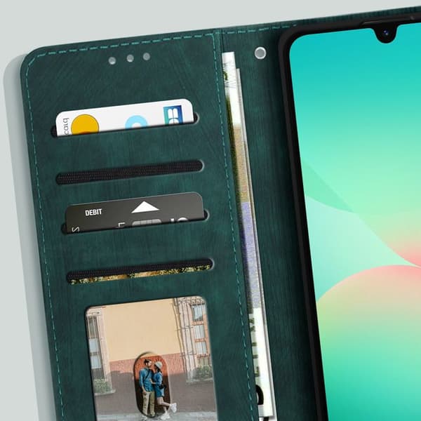 Étui Papillon - Samsung Galaxy A26 - Simil läder - Grön gran - Videostöd Grön
