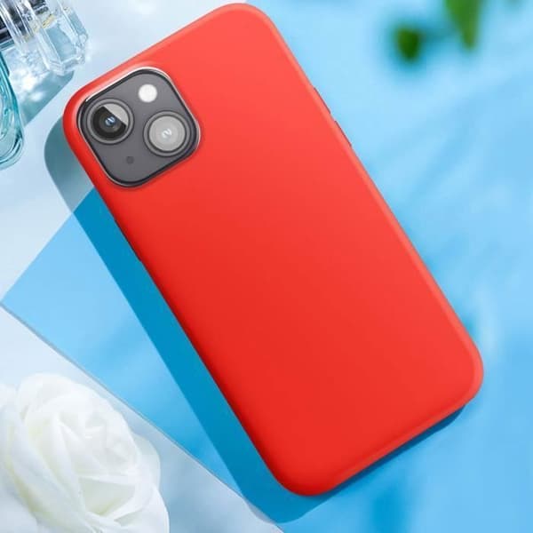 Cover til iPhone 15 Plus Halvstivt interiør Microfiber Moxie Red Röd
