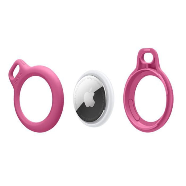 Kierrä ja lukitse AirTag-kotelo kaulanauhalla Belkin Pink