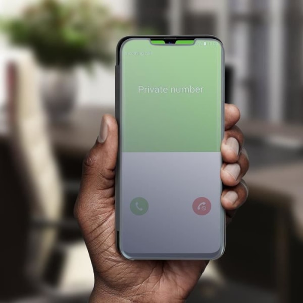 Samsung Galaxy A70-etui - AVIZAR - Spejl-etui - Gennemsigtig klap - Videostander - Sort Svart
