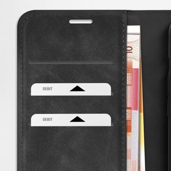 Etui til iPhone 15 Plus Wallet Funktion Pungholder Sort Svart