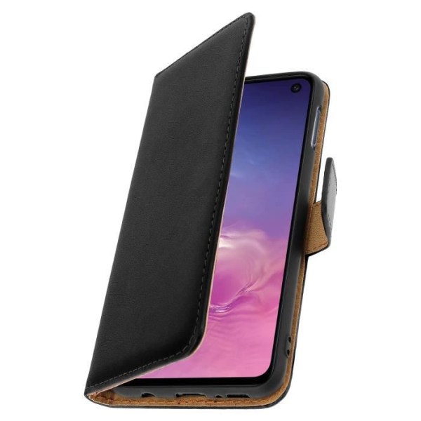 Smartphone etui - Samsung - Galaxy S10e - Ægte læder - Sort - Videostøtte Svart