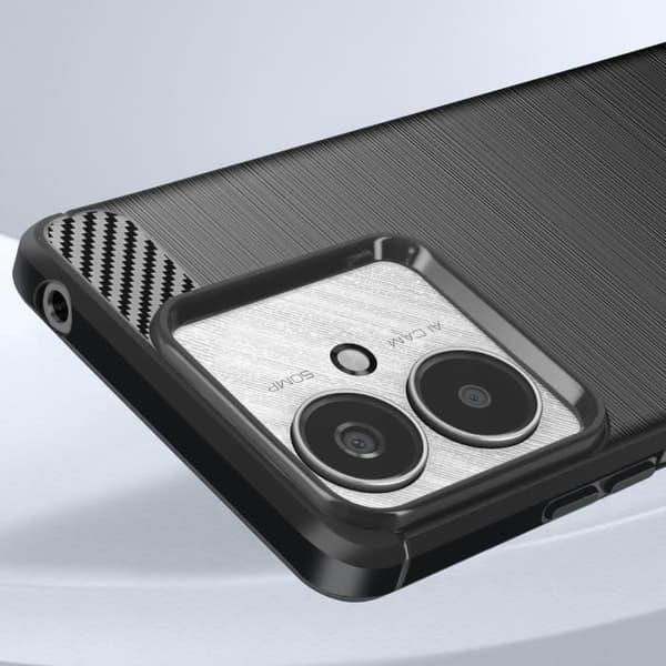 Fodral - Xiaomi Redmi 13C - Silikon - Kolfiber Effekt - Elegant och Tunn Design Svart