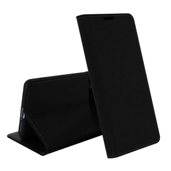 Äkta Läder Etui - AVIZAR - Xiaomi Mi 10 / Mi 10 Pro - Videostöd - 3 Kortfack - Mjuk Skal Svart