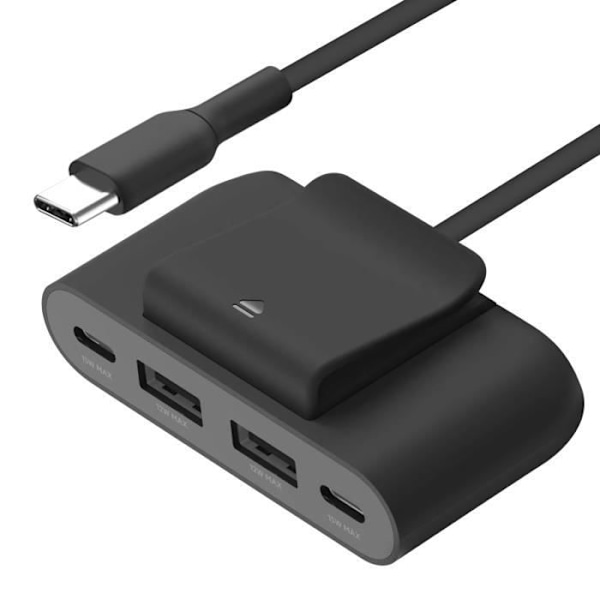 Hub för laddning USB C Multiports 2x USB C + 2x USB C-kabel 2m lång Belkin svart