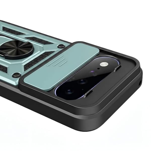 Stötabsorberande skal för Google Pixel 11 / 11 Pro med ring och kameraskydd i grön Grön