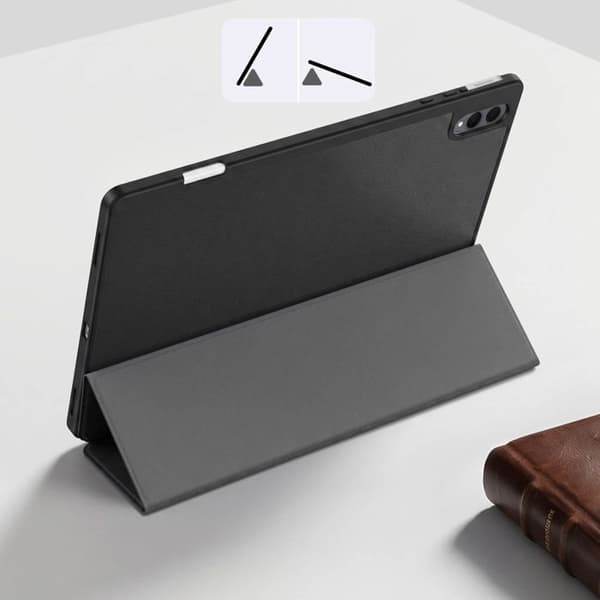 Samsung Galaxy Tab S12 Plus -kotelo, jossa on tuki ja kynätasku, musta Svart