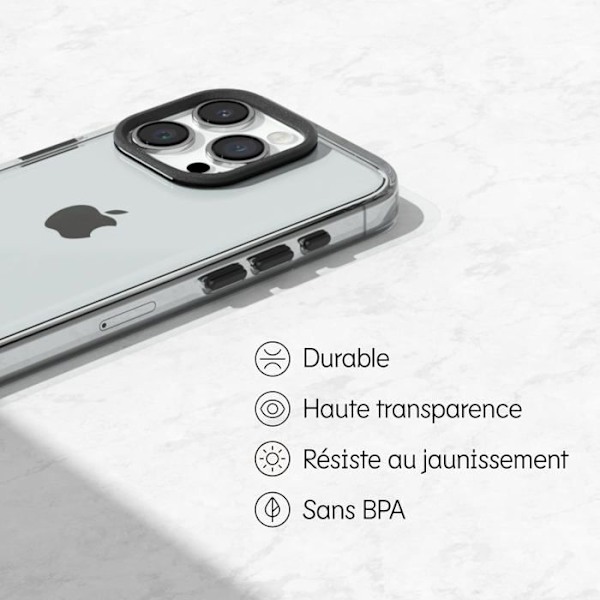 Kotelo - RhinoShield - iPhone 15 Pro - 3m suojaus - Kellastumisenkestävyys - Suuri läpinäkyvyys Transparent, svart