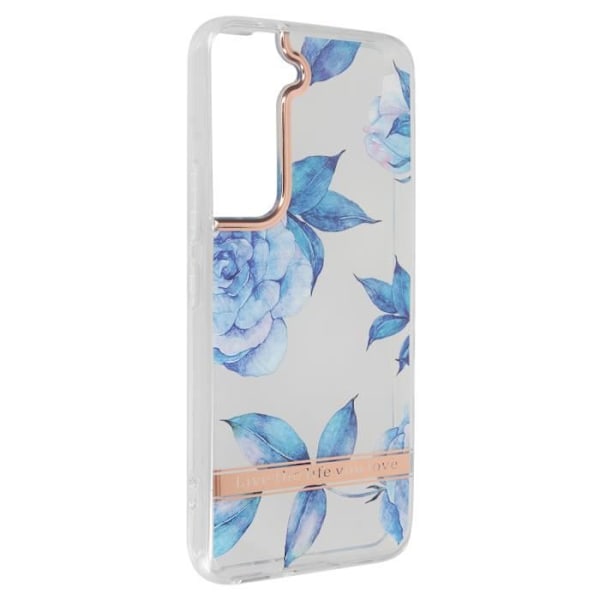 Samsung Galaxy S22 etui - AVIZAR - Blue Flowers Design - Stiv ryg og blød kontur