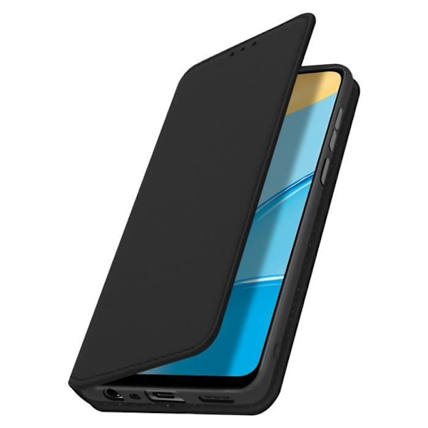 Folio Plånboksfodral - AVIZAR - Oppo A15 - Ekologiskt läder - Stödfunktion - Heltäckande skydd Svart