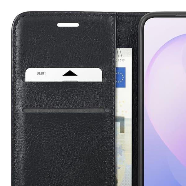 Etui til Samsung Galaxy S26 FE med grained effekt, kortlomme og videostøtte Zanaé sort Svart
