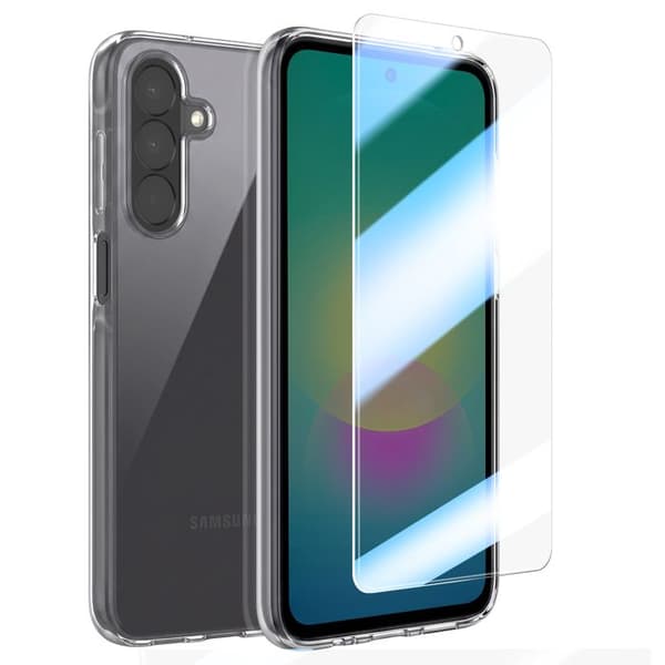Pack Skydd för Galaxy A27 Silikonfodral och Härdat Glas Stötsäker Transparent Vit