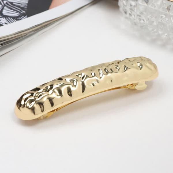Sculpturel Barrette - AVIZAR - Forgyldt Rustfrit Stål - Elegant - Holdbar - Chic Gul