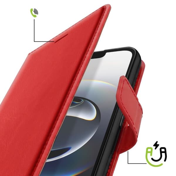 Plånboksfodral för iPhone 16 med handledsrem och videostöd Mayaxess Röd Röd