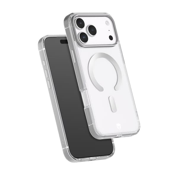 MagSafe Cover - FORCE CASE - iPhone 17 Pro Max - Stødabsorberende 2m - Børstet aluminium kant - Gennemsigtig bagside Grå