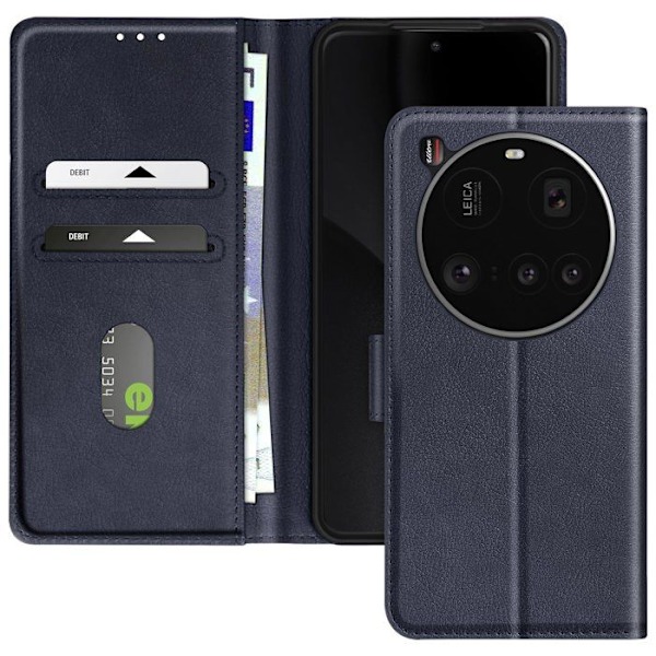 Etui til Xiaomi 15 Ultra med klap, tegnebog og videostøtte i blå nat Blå