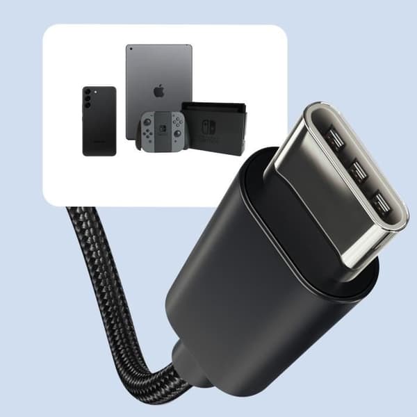 USB-laddkabel - TACTICAL - Garmin Fenix - 1m - Flätad nylon - Överhettningsskydd Svart