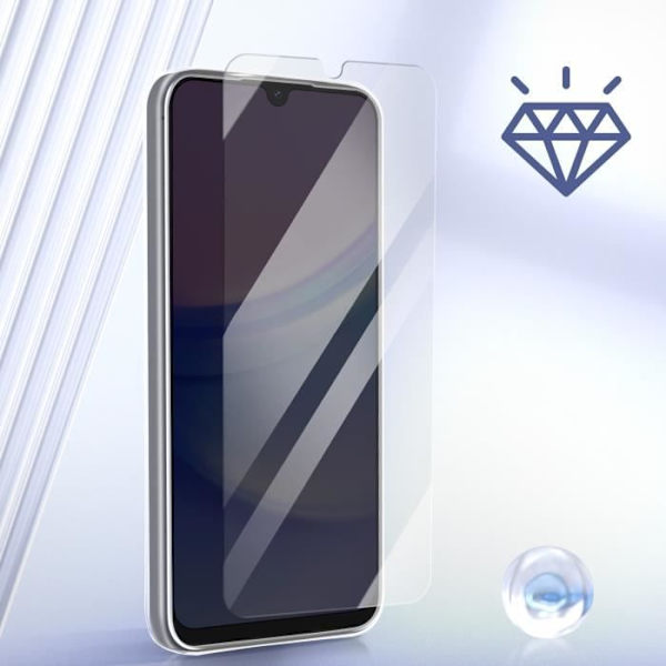 Täyssuojakotelo Samsung Galaxy A15 5G läpinäkyvälle karkaistulle lasille
