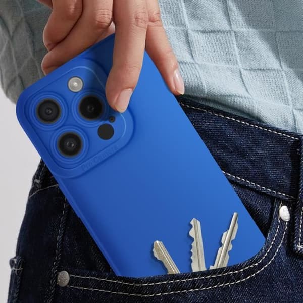 Etui - AVIZAR - iPhone 15 Pro Max - Blød silikone - Forstærket beskyttelse - Blå Blå