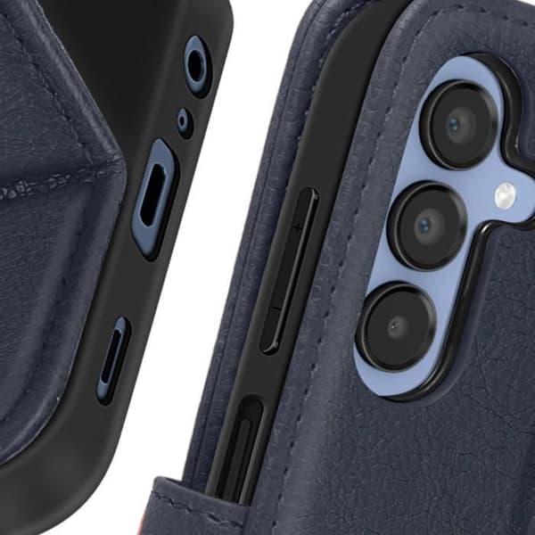 Etui til Samsung Galaxy A15 - AVIZAR - Wallet Flip og Video Support - Midnight Blue Blå