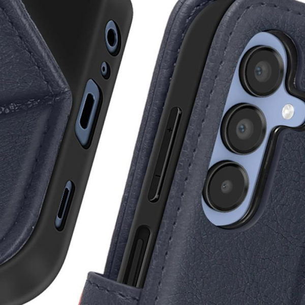 Kotelo Samsung Galaxy A15:lle - AVIZAR - Lompakon läppä ja videotuki - Midnight Blue Blå