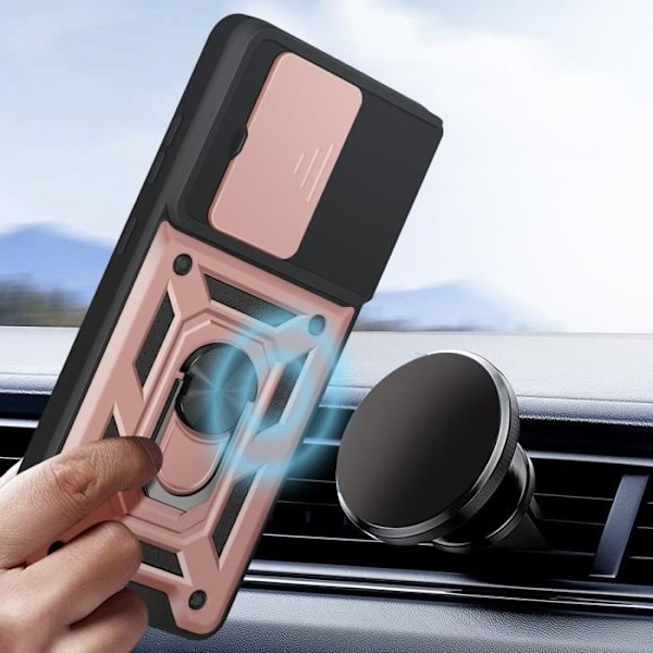 Skyddsfodral för OnePlus 13R med magnetring, kameraskydd i roséguld Rosa