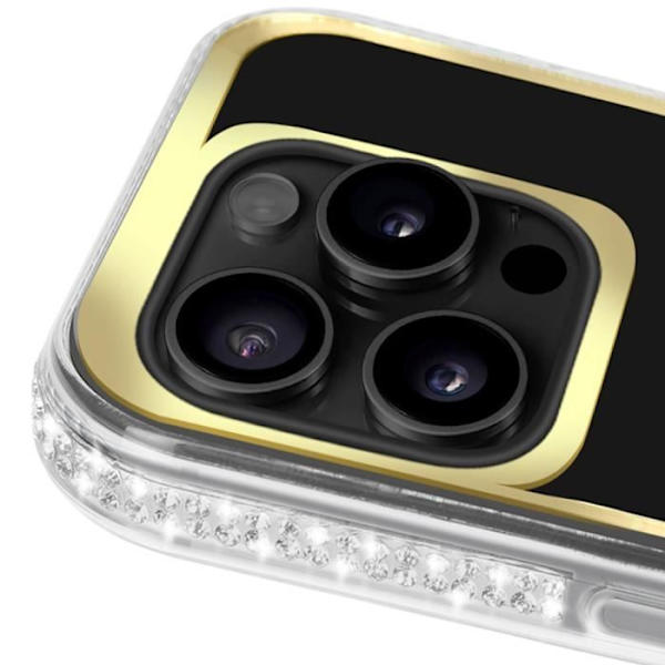 Nallekotelo iPhone 16 Pro Max:lle tekojalokivikuvioinen kiiltävä kultainen muoto Gul