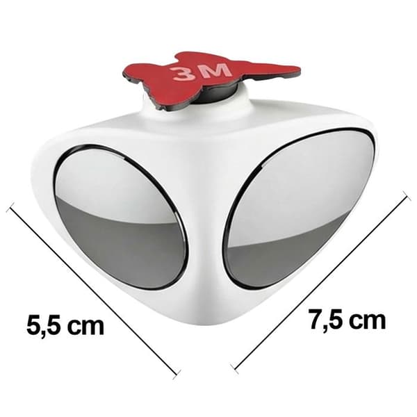 Spegel Bil Extra Dubbel Vision Höger Justerbar 360° Vit / Grå
