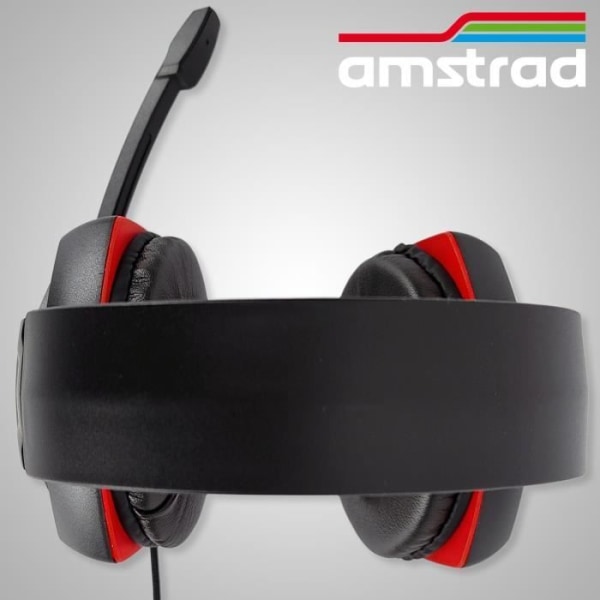 AMSTRAD Basic AMS H555 Red Pro Gamer Headset med LED-baggrundsbelysning - 40 mm Power Bas og integreret mikrofon