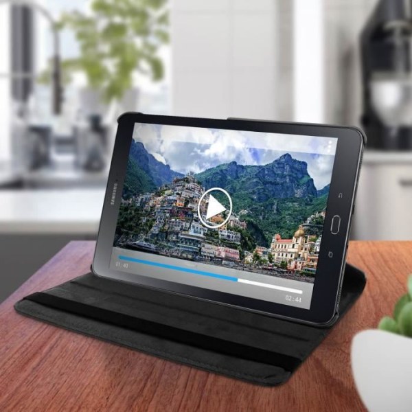 Etui - Samsung - Galaxy Tab S2 9.7 - Justerbar Fodral - 360° Stöd - Eco-Läder Svart Svart