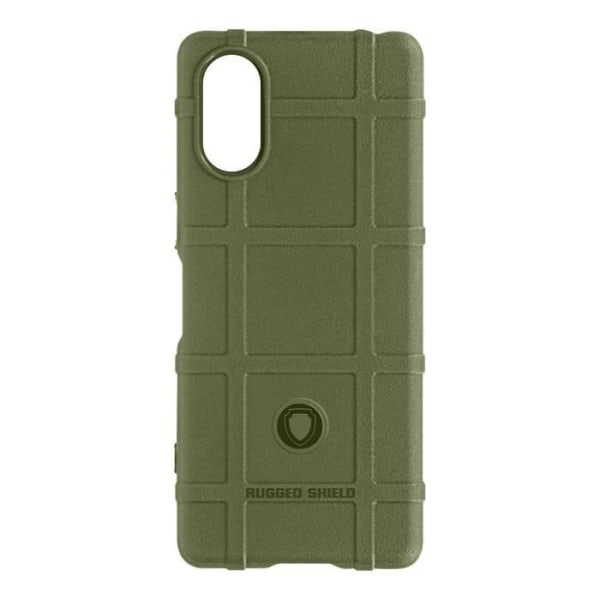 Etui til Sony Xperia 5 V Silikone Relief Pattern Rugged Shield Khaki Green Grön