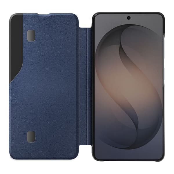 Flip Cover til Galaxy S26 Plus Bi-Materiale Design med Støttefunktion Mørkeblå Blå