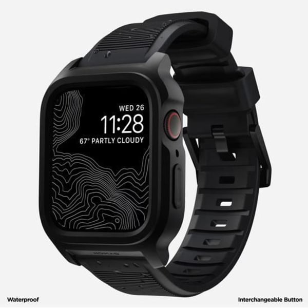 Apple Watch Nomad Rugged Case Strap 45mm musta