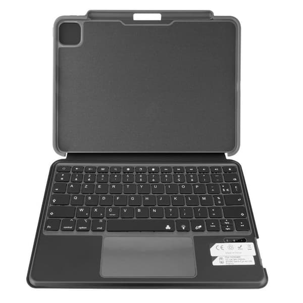 Tastatur Etui - iPad Pro 11 2022 - Sort - Bluetooth 3.0 - Baggrundsbelyst i 7 farver - Multi-touch touchpad