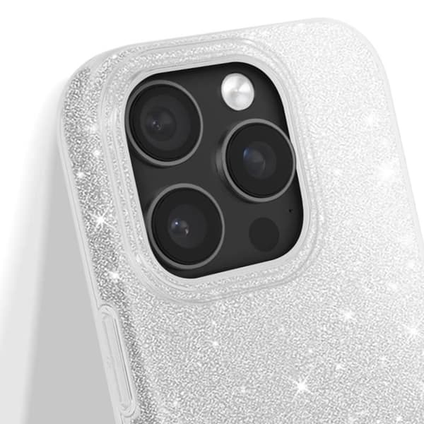 Kimalteleva Kuori - iPhone 16 Pro - Iskunkestävä - Kimallus - Glamour Suunnittelu - Harmaa Grå