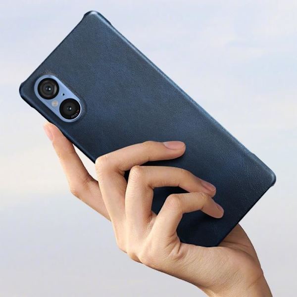 Coque - Sony - Xperia 5 V - Stiv - Simililæder - Stødabsorberende - Ultra-tynd Midnattsblå