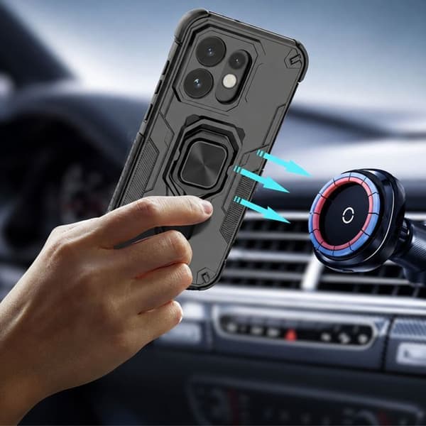 Stødabsorberende cover til Oppo Reno 16 med magnetisk ringefunktion i sort Svart