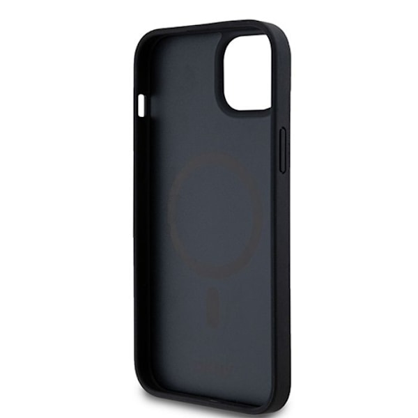 iPhone 15-fodral - DKNY-lädermotiv med metalllogo MagSafe (DKHMP15SPSHRPSK) - Svart svart