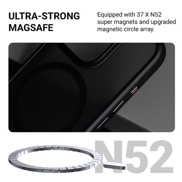 Etui med MagSafe - CRONG - iPhone 16 Pro - Sort - Kompatibel med iPhone 16 Pro - Elegant design sort