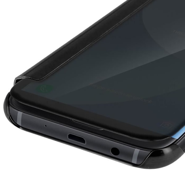 Etui - AVIZAR - Galaxy J3 2017 - Folio-kotelo - Läpinäkyvä - Peiliefekti - Musta Svart