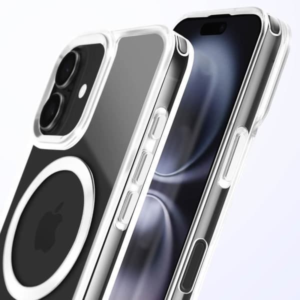 MagSafe-skal för iPhone 16 Plus Bakre Glas Färg Silver Grå