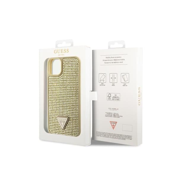 Etui til Apple iPhone 15 Triangle Diamond Guess Gold Gul