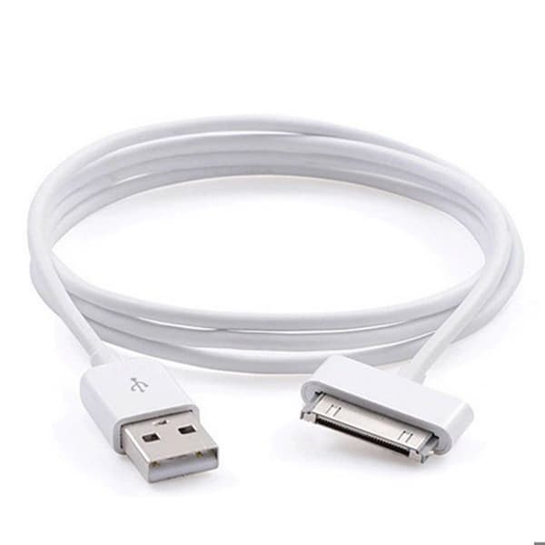 USB-A 1A vægoplader med Apple 30-stifter kabel til USB-A 1m Hvid Vit
