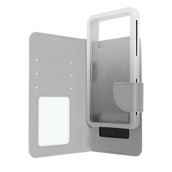 Universell XL Plånboksfodral för Smartphone Fancy Style Silver Pengar