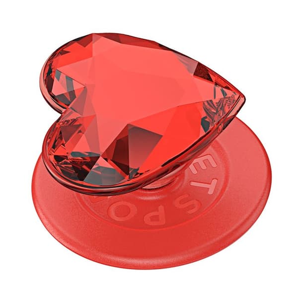 Support til smartphone PopGrip Premium MagSafe stativ og selfie-effekt krystal PopSockets rød Röd