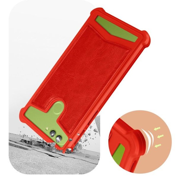 Smartphone-skal 5,3'' till 5,6'' Silikon Gel Med Förstärkta Mynt Röd Läderlook Röd