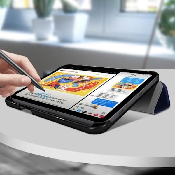 Housse iPad Mini 2021 - Godnat - Blå - Multiposition Støtte - Fuld Beskyttelse - Soft-touch Foder Blå