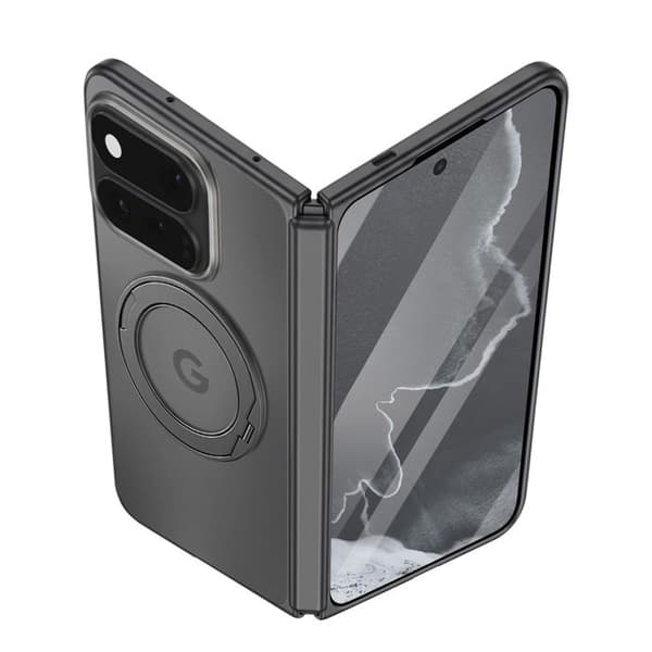 Cover til Google Pixel 11 Pro Fold med Kickstand Ring og Tempered Glass Sort / Transparent Svart / Klar