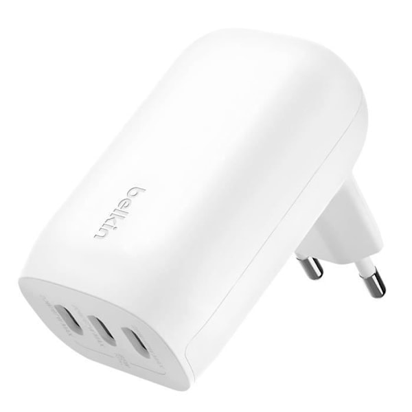 Belkin 67W USB-C Power Delivery oplader med 3 porte, kompakt design, hvid Vit